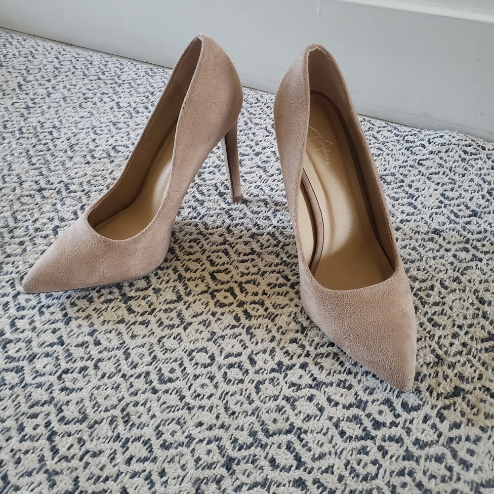 Faux suede heels
